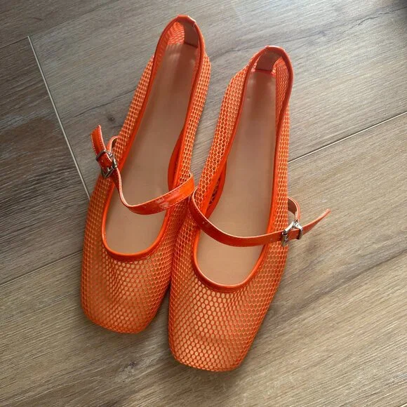 NWT Temu Mesh Ballet Flats Orange | Size 41 / 10 - Picture 3 of 3